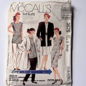 McCall's Unlined Duster Coat or Jacket, Dress or Tunic and Pants Pattern 3575